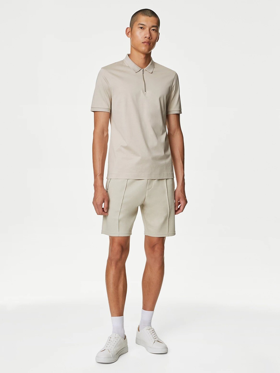 

Marks & Spencer Polo Collar Pure Supima Cotton T-shirt, Cream