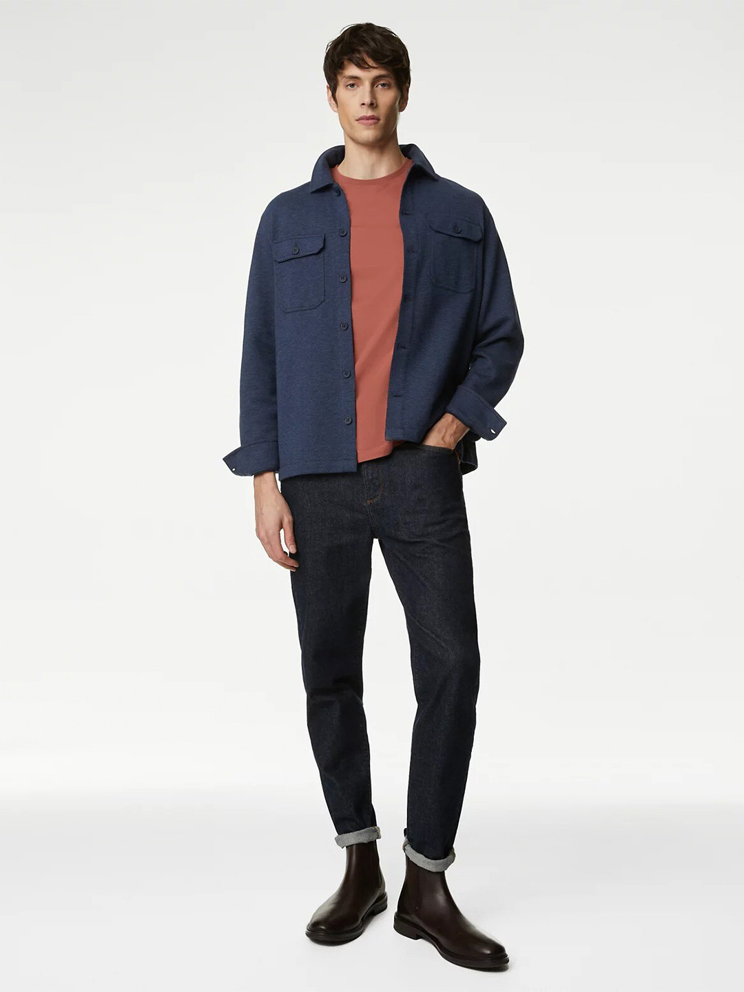 

Marks & Spencer Round Neck Pure Supima Cotton T-shirt, Rust