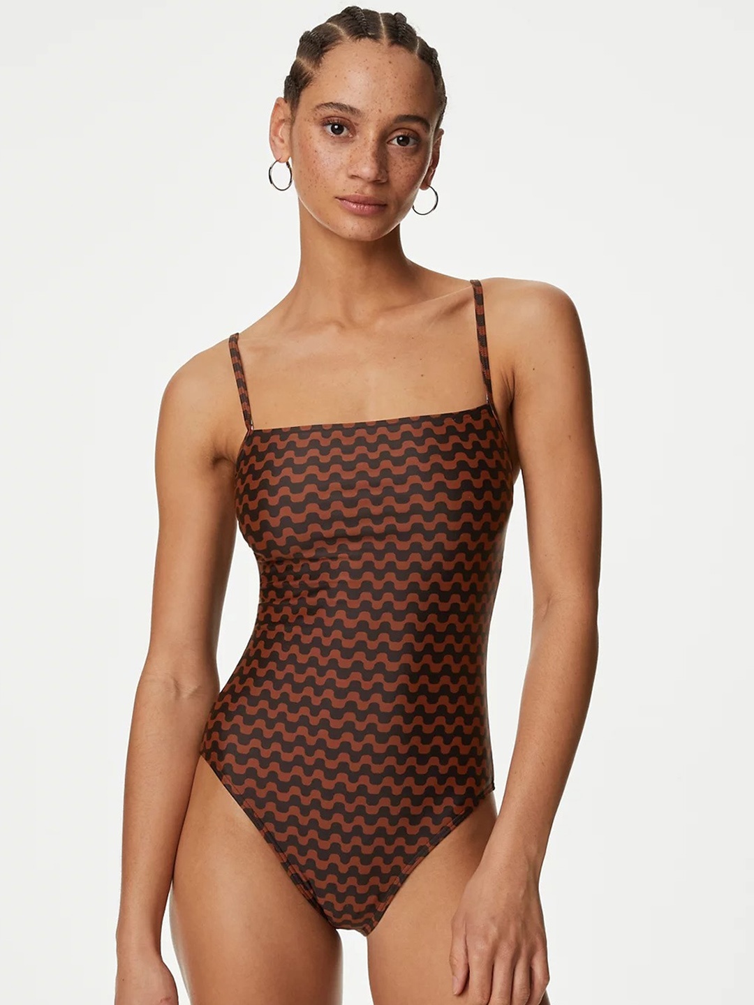 

Marks & Spencer Printed Shoulder Straps Bodysuit, Brown