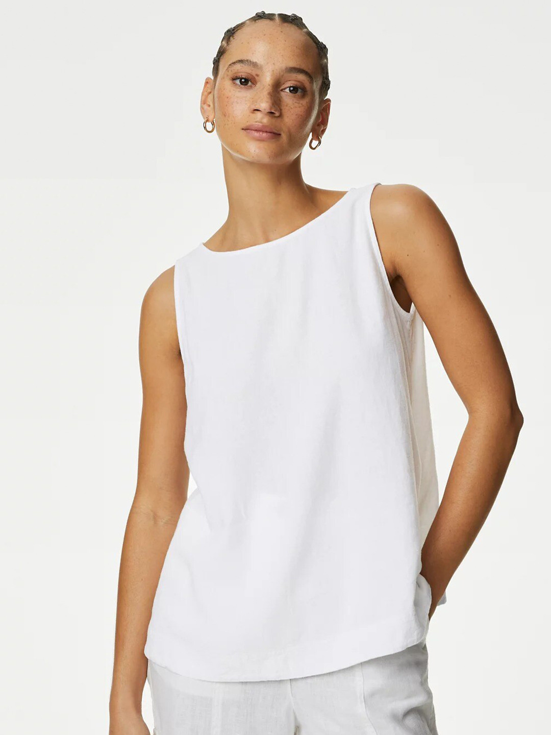 

Marks & Spencer Sleeveless A-Line Top, White