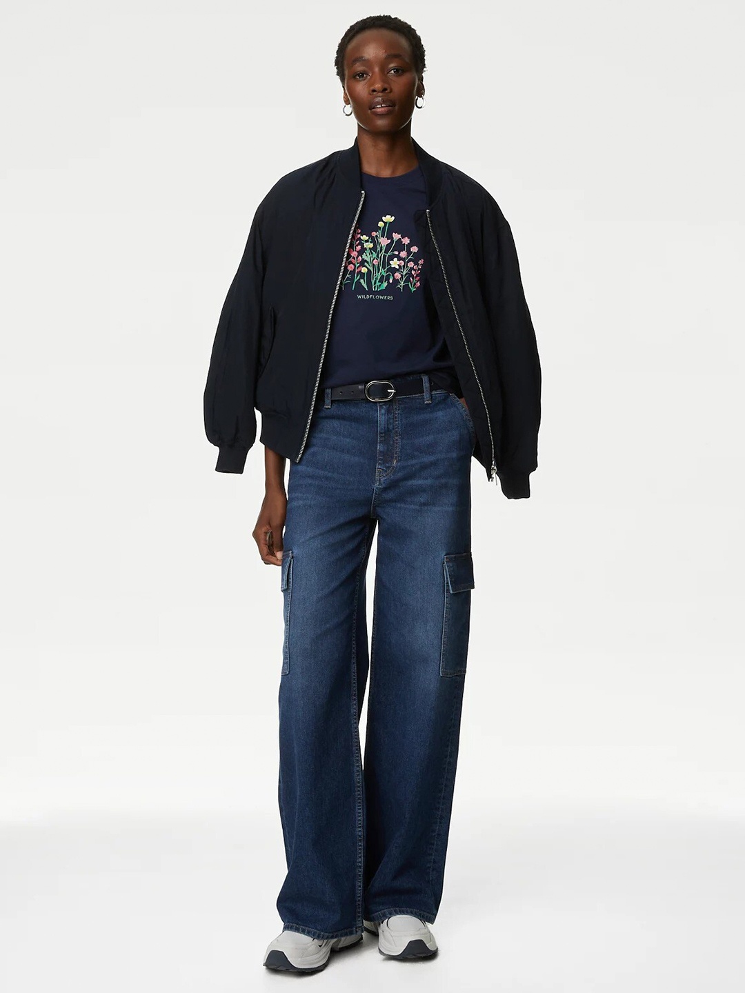 

Marks & Spencer Round Neck Printed Cotton T-shirt, Navy blue