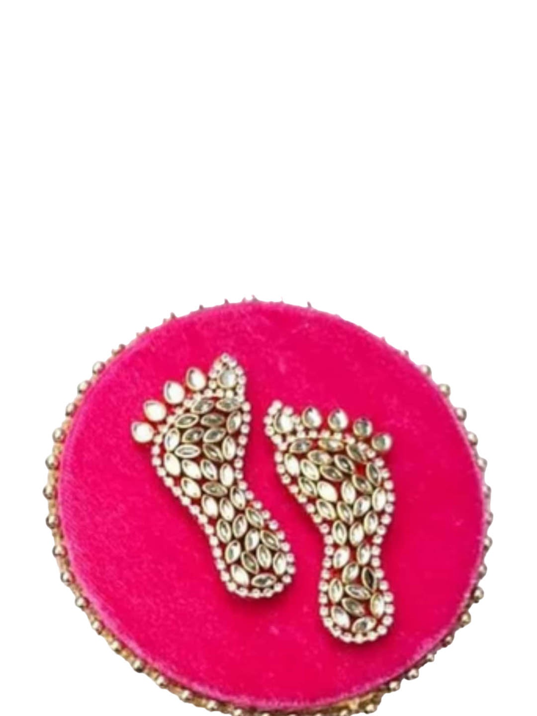 

PLAYFUL STITCHES Pink Wooden Maa Laxmi Charan Paduka