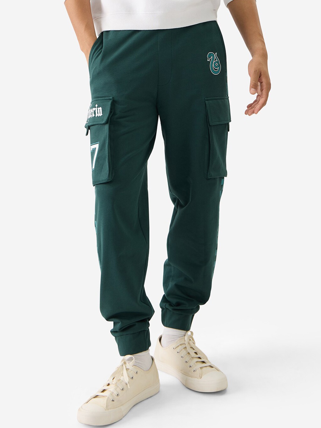 

The Souled Store Men Green Harry Potter Printed Pure Cotton Joggers