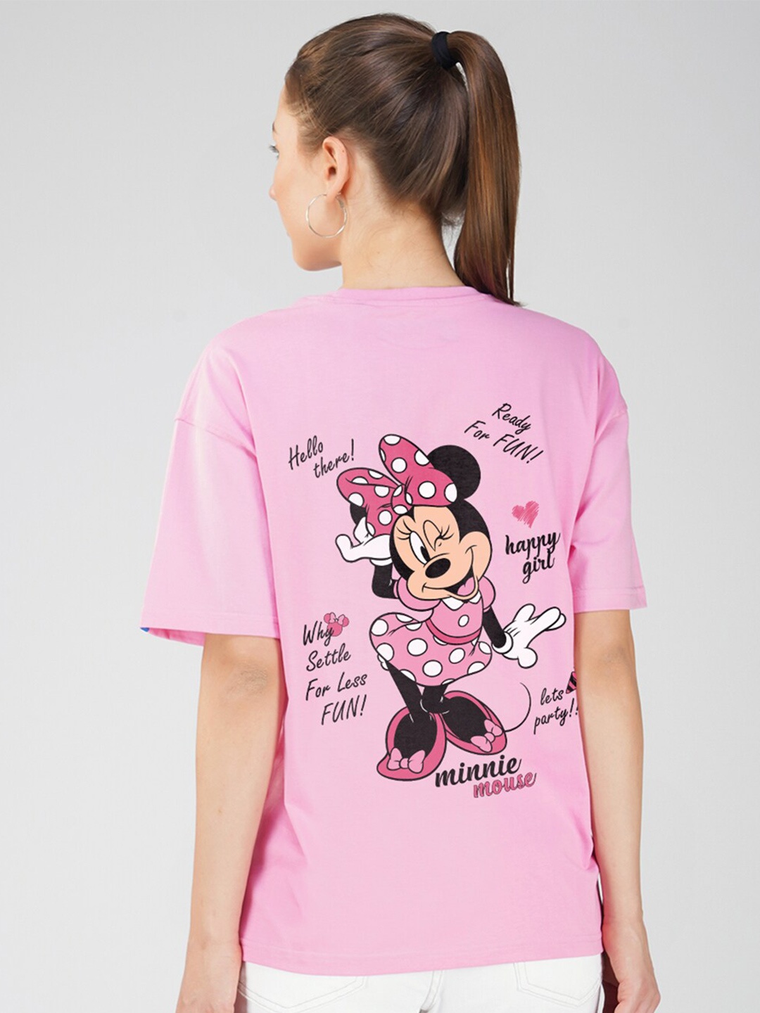 

Crazymonk Minnie Printed Oversized Cotton T-shirt, Pink