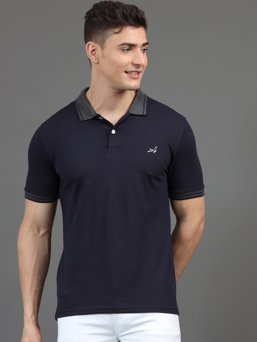 

Dogi Verg Polo Collar Slim Fit Cotton Casual T-shirt, Navy blue