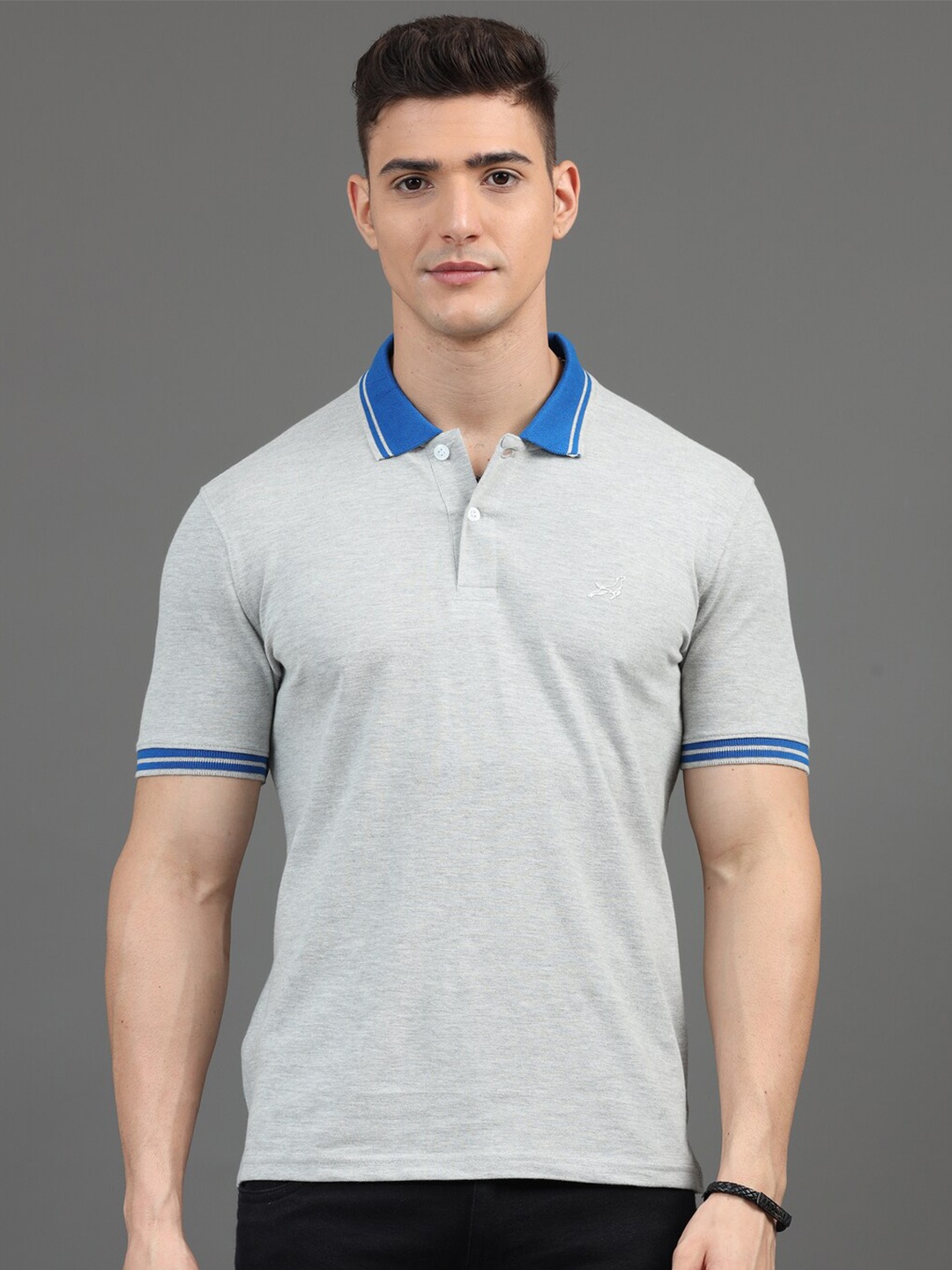 

Dogi Verg Polo Collar Slim Fit Cotton Casual T-shirt, Grey