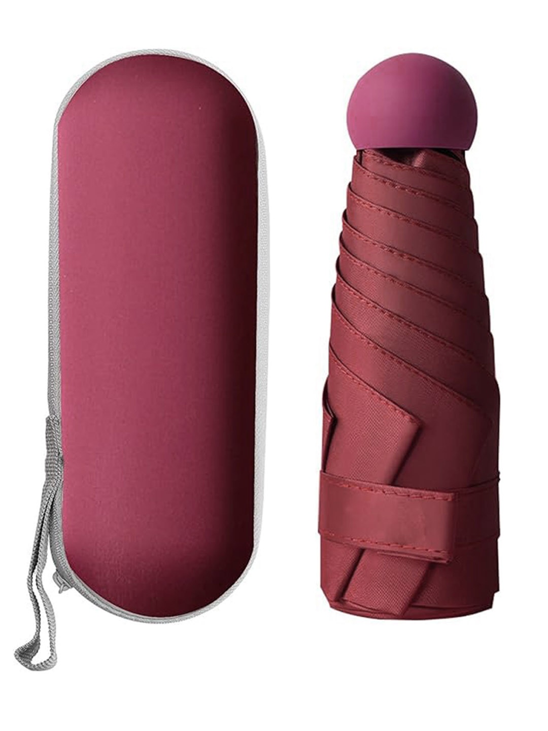 

Alexvyan UV Protection Manual 3 Fold Mini Umbrella & Case, Red