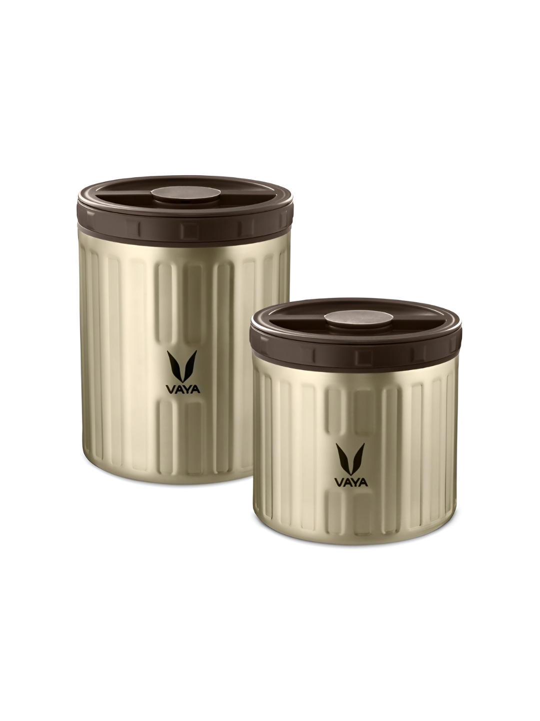 

Vaya Preserve 2 Pieces Stainless Steel Vacuum Insulated Lunch Box- 1 x 500 ml + 1 x 300 ml, Tan