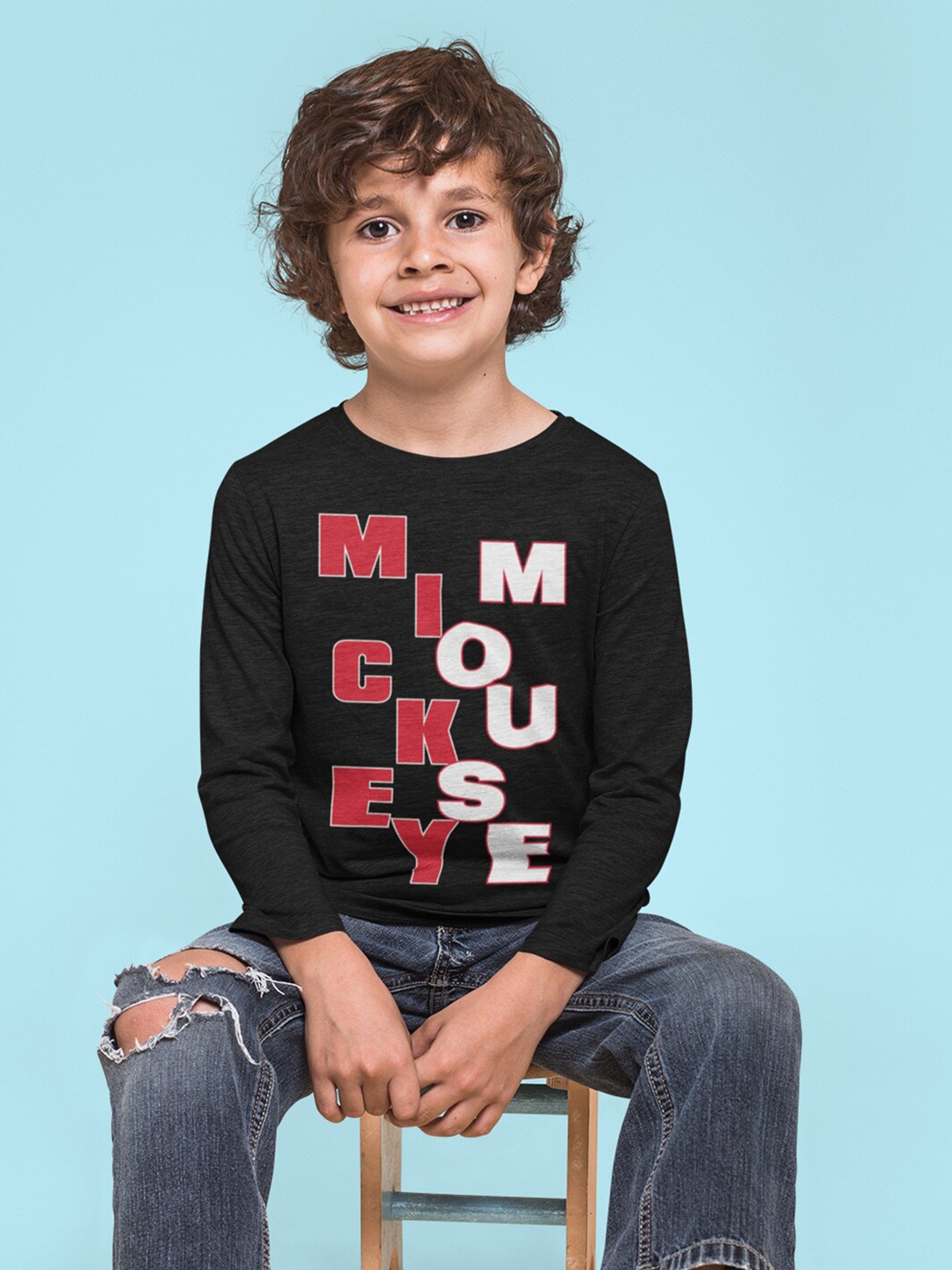 

KINSEY Boys Typography Printed T-shirt, Black