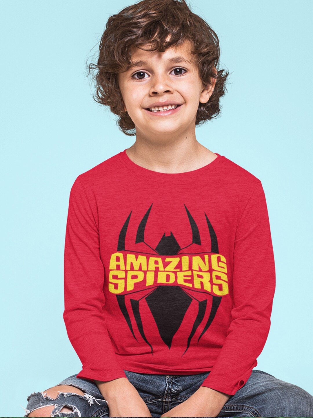 

KINSEY Boys Typography Printed T-shirt, Red