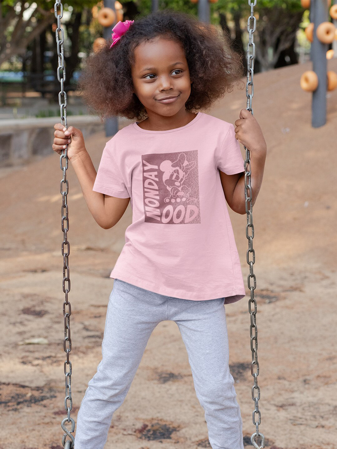 

KINSEY Girls Minnie Mouse Printed Round Neck T-shirt, Pink