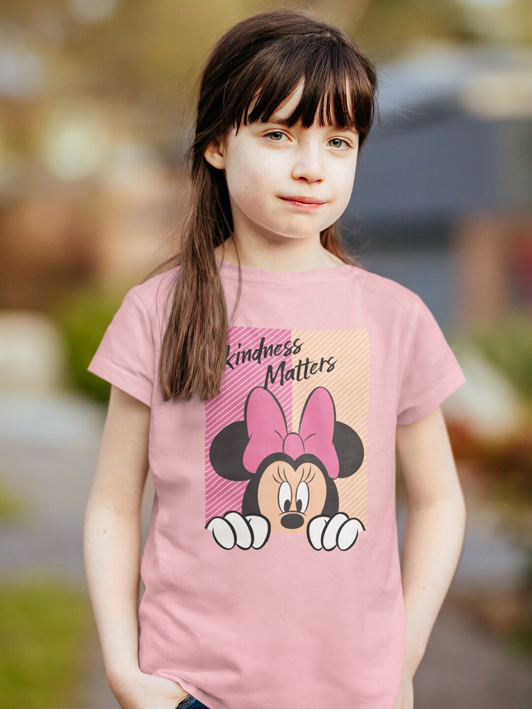 

KINSEY Girls Minnie Mouse Printed Pure Cotton T-shirt, Pink
