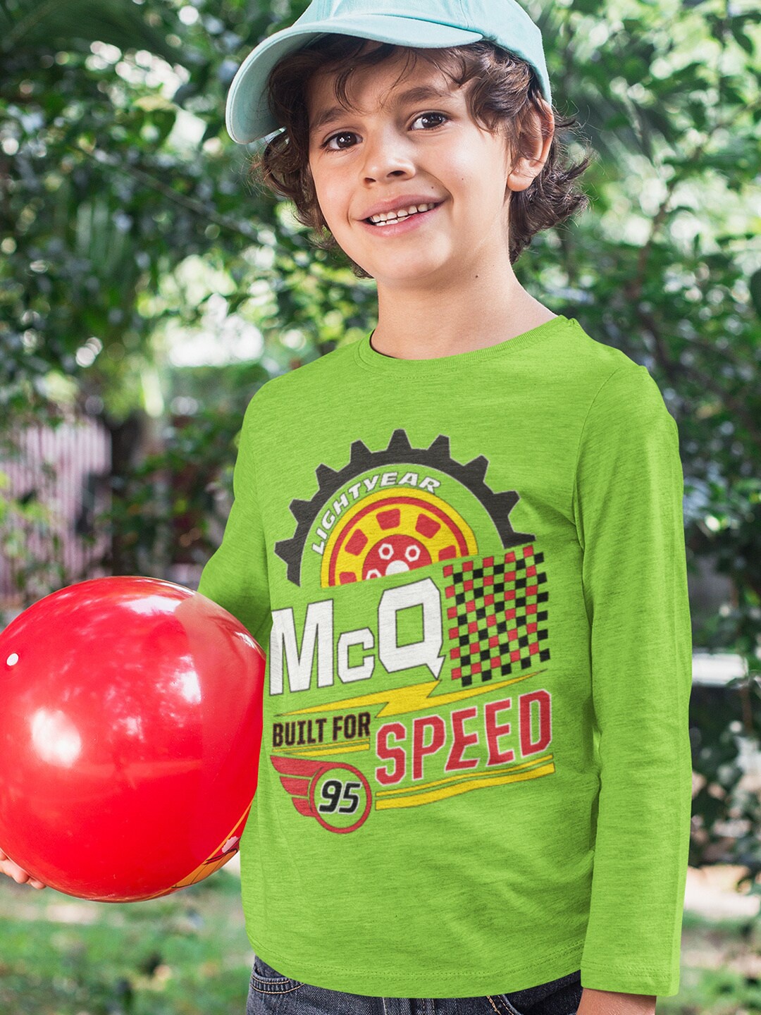 

KINSEY Boys Disney Cars Printed Pure Cotton T-shirt, Green