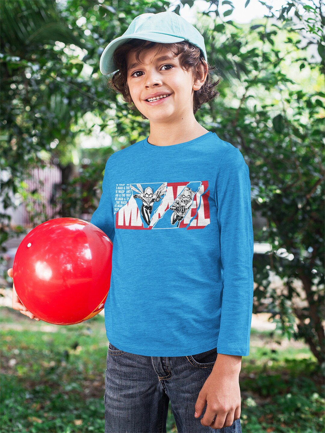 

KINSEY Boys Marvel Printed Long Sleeves T-shirt, Blue