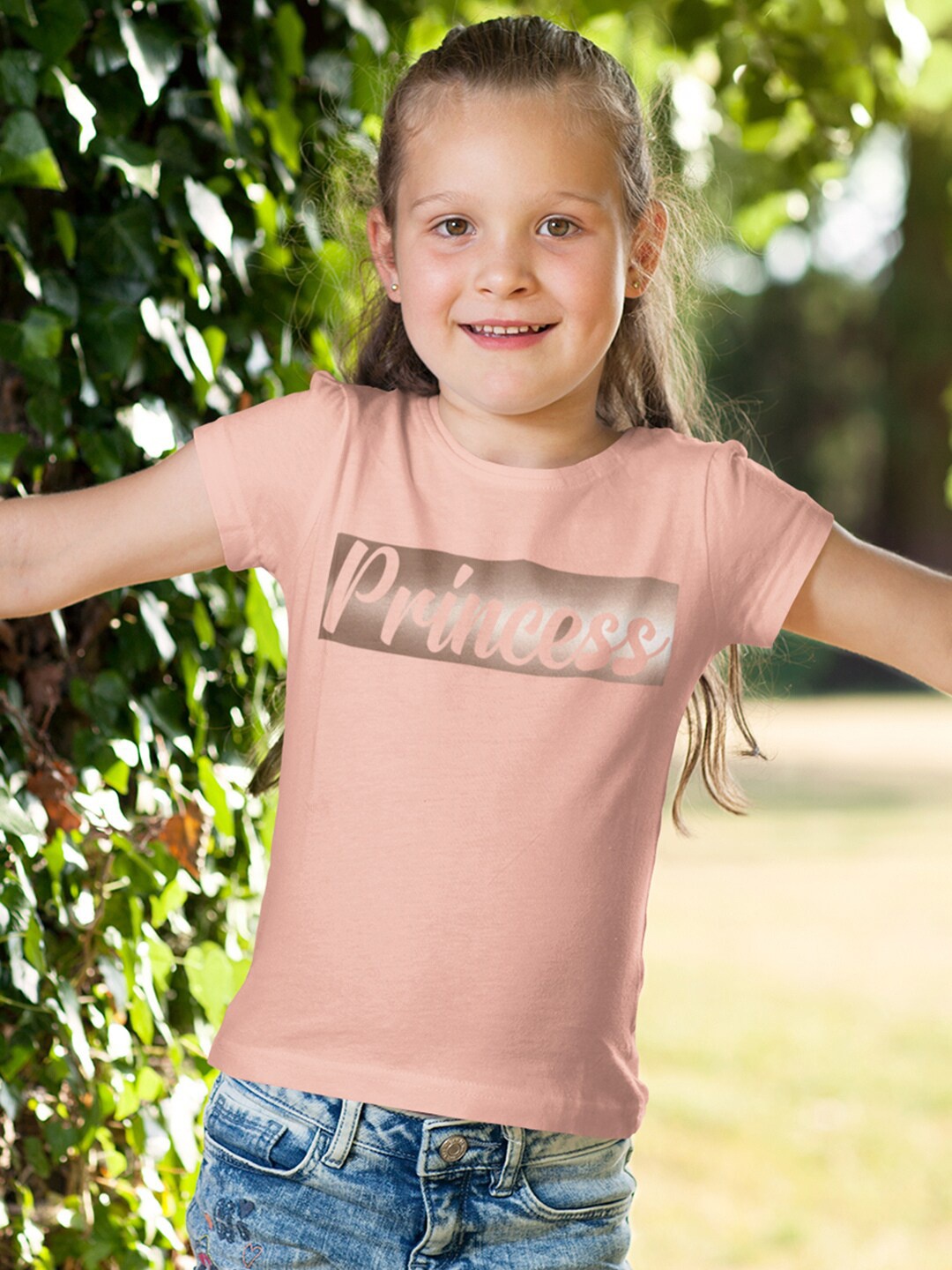 

KINSEY Girls Typography Printed Pure Cotton T-shirt, Pink