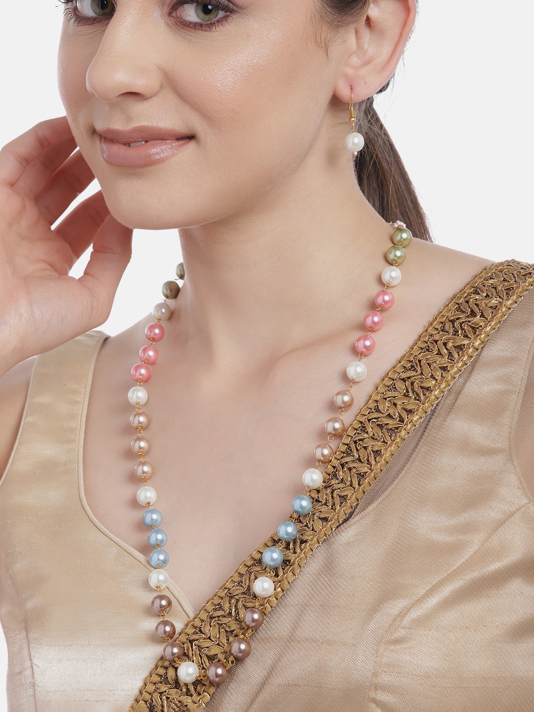 Anouk Gold-Plated Pearls Jewellery Set, Multi