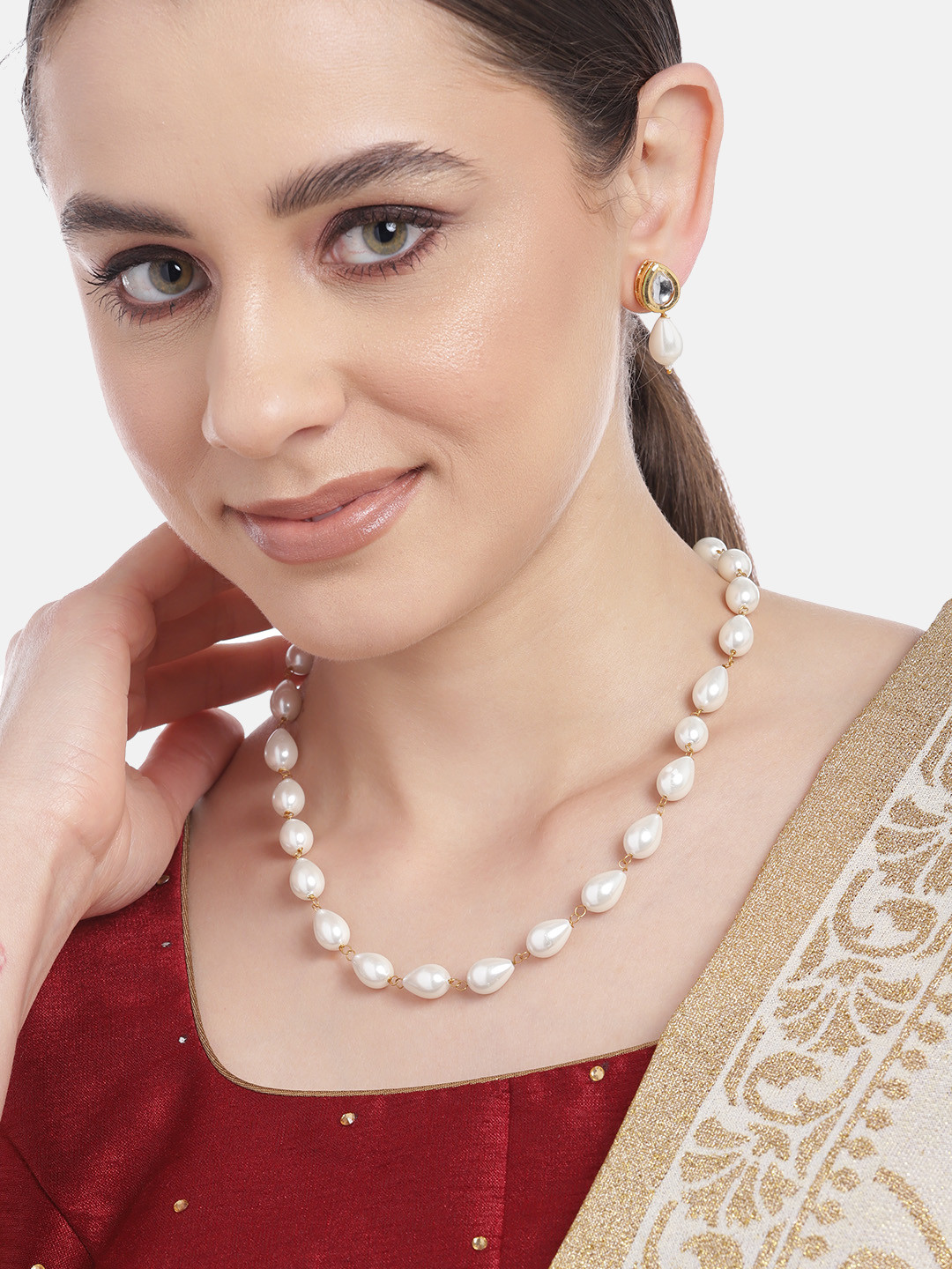 

Anouk Gold-Plated Pearl Jewellery Set, White