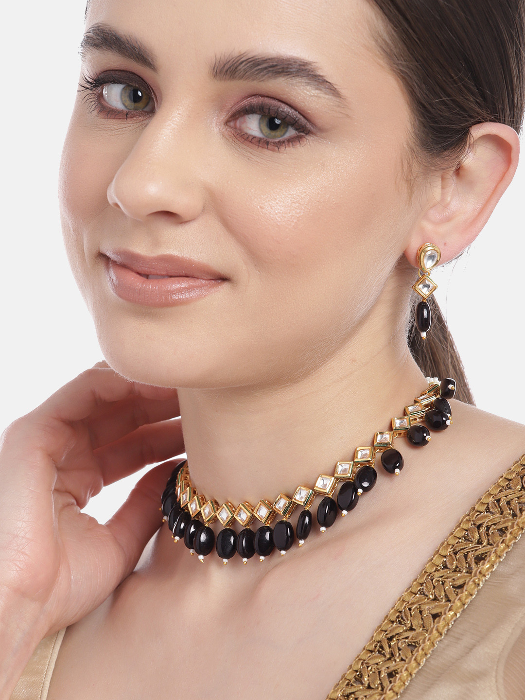 

Anouk Gold-Plated Kundan Jewellery Set, Black