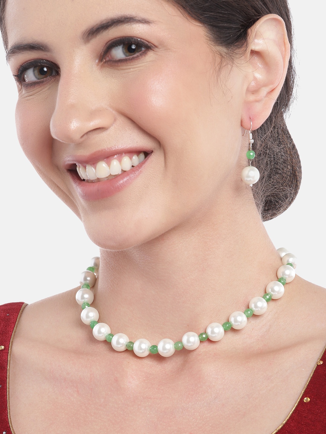 

Anouk Pearls-Studded Jewellery Set, Green