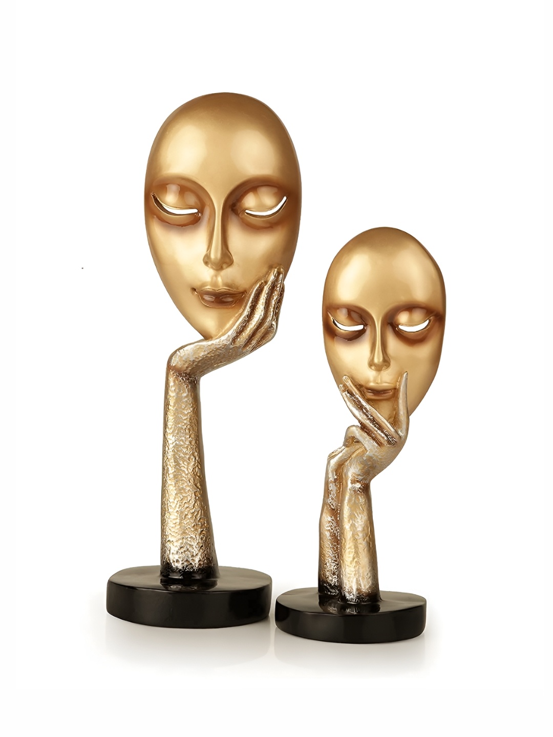 

SANKALAN CREATIONS Gold-Toned 2 Pieces Handcrafted New Lady Face Showpiece
