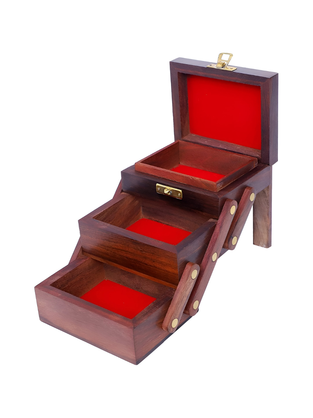 

SANKALAN CREATIONS Brown Wooden Jewellery Organiser Box