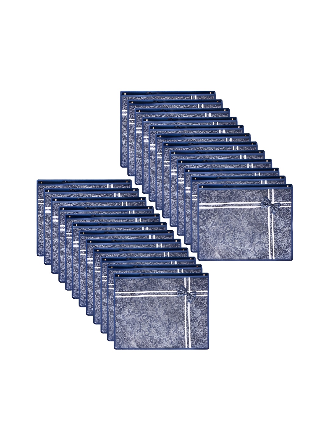 

Kuber Industries Navy Blue & White 24Pcs Reusable Drawer Organiser Organisers