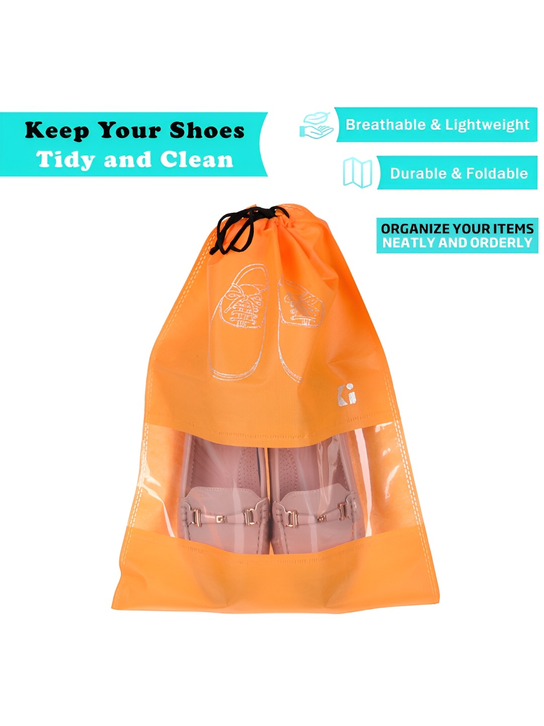 

Kuber Industries Orange & Beige 24Pcs Reusable Shoes Organiser Organisers