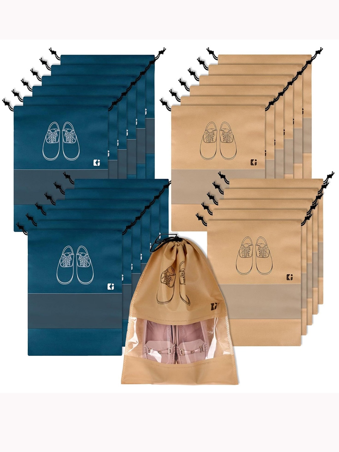 

Kuber Industries Navy Blue 24Pcs Reusable Shoes Organiser Organisers