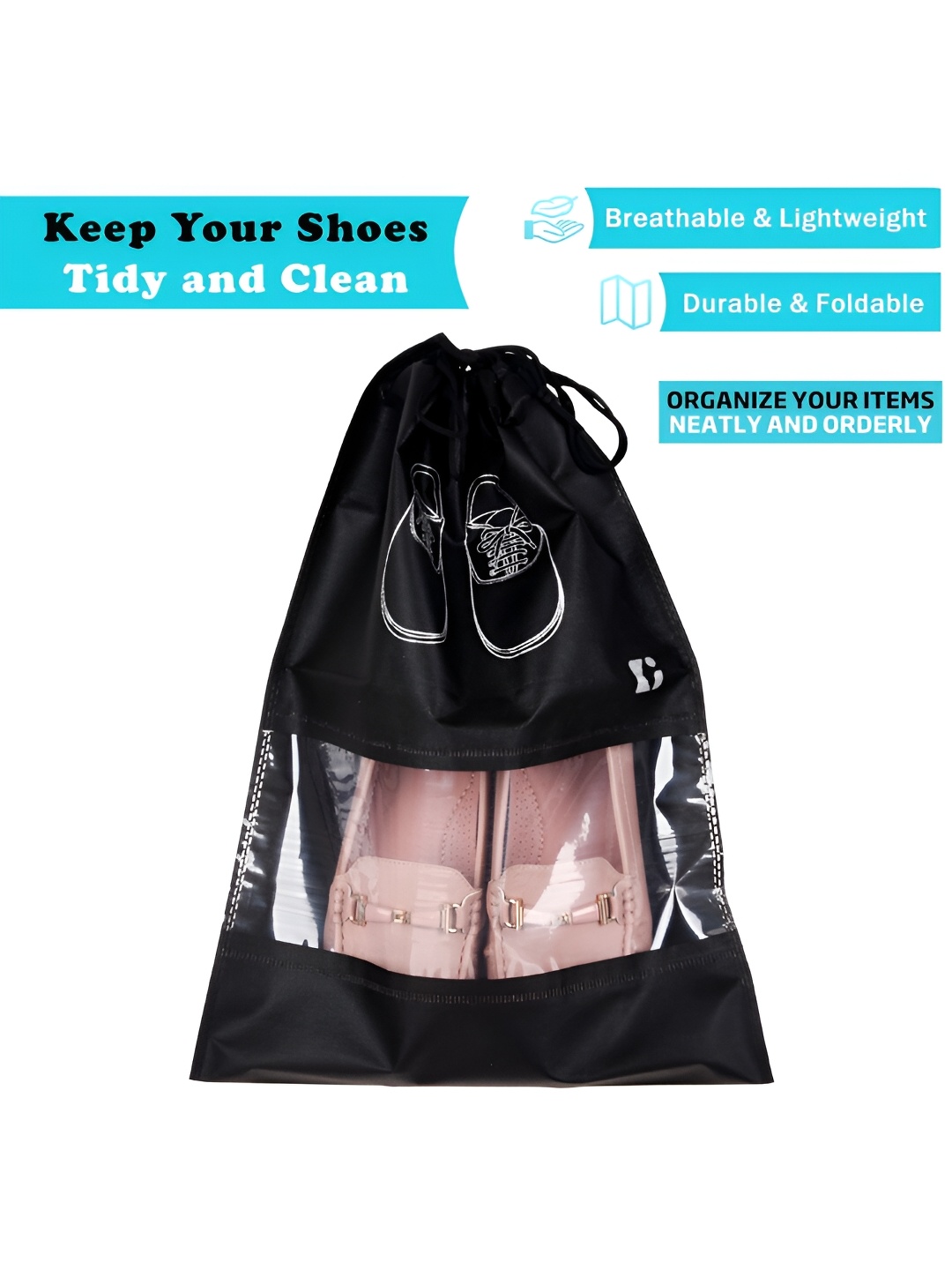 

Kuber Industries Black 24Pcs Reusable Shoes Organiser Organisers