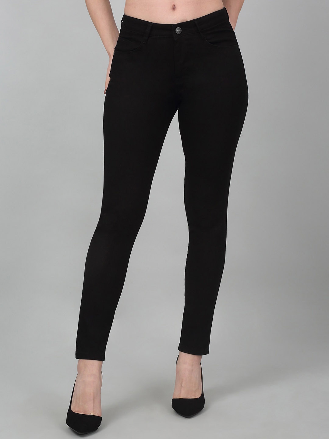 

Cantabil Women Clean Look Skinny Fit Stretchable Jeans, Black