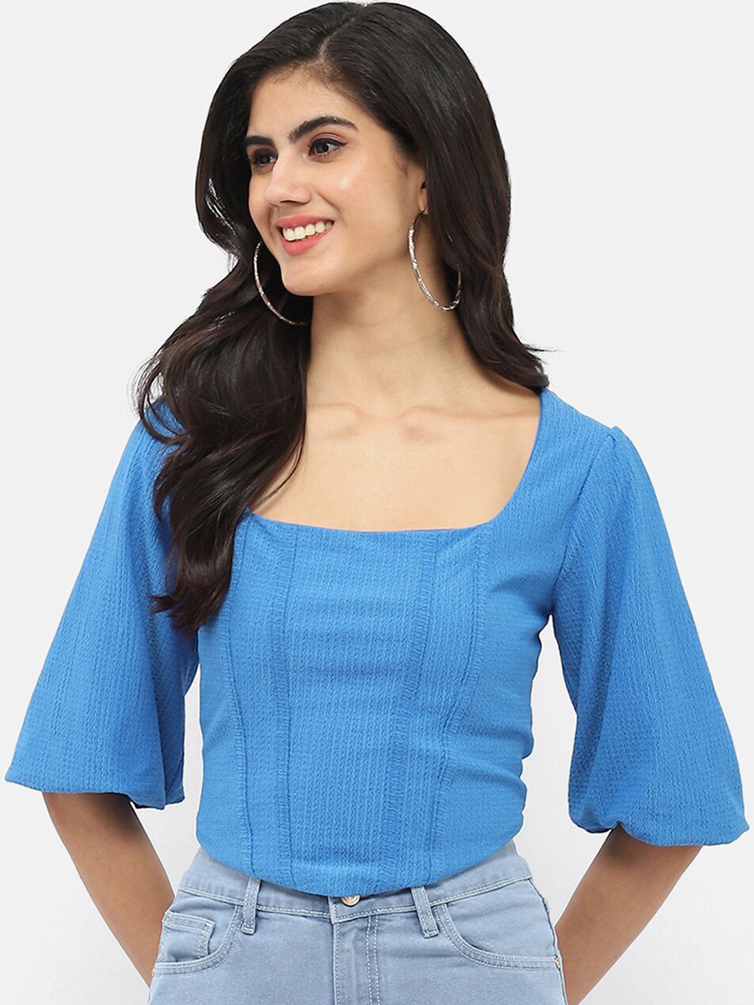 

Madame Self Design Crop Top, Blue