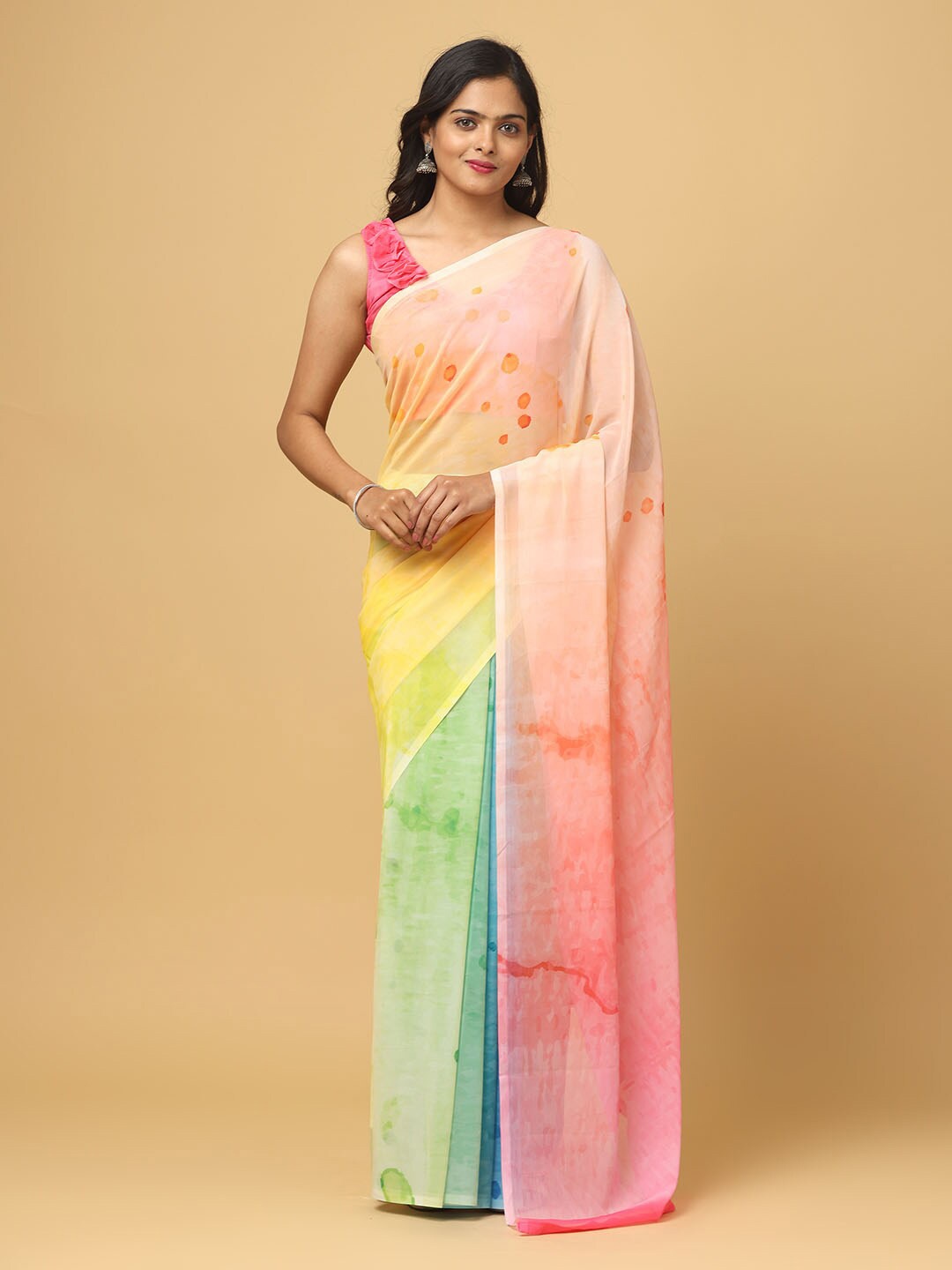 

PATLIPALLU Dyed Ombre Saree, Yellow