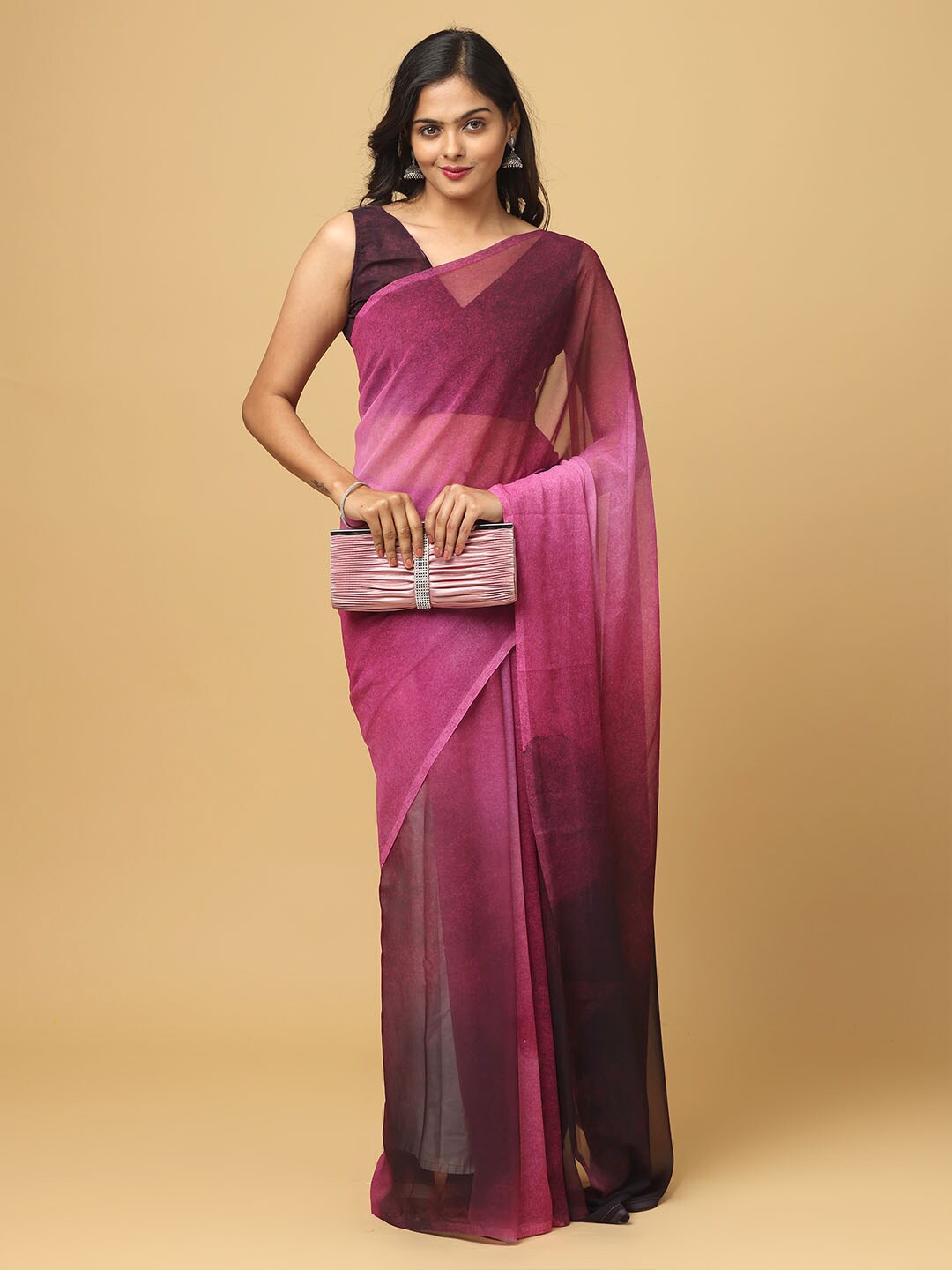 

PATLIPALLU Dyed Ombre Saree, Burgundy