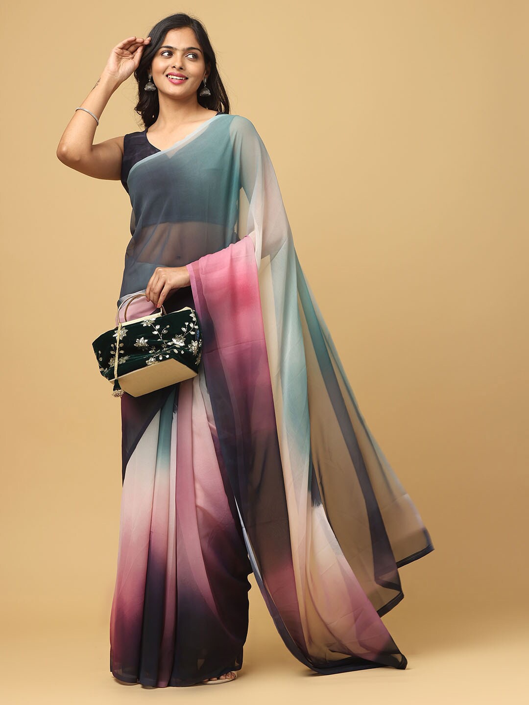 

PATLIPALLU Dyed Ombre Saree, Burgundy