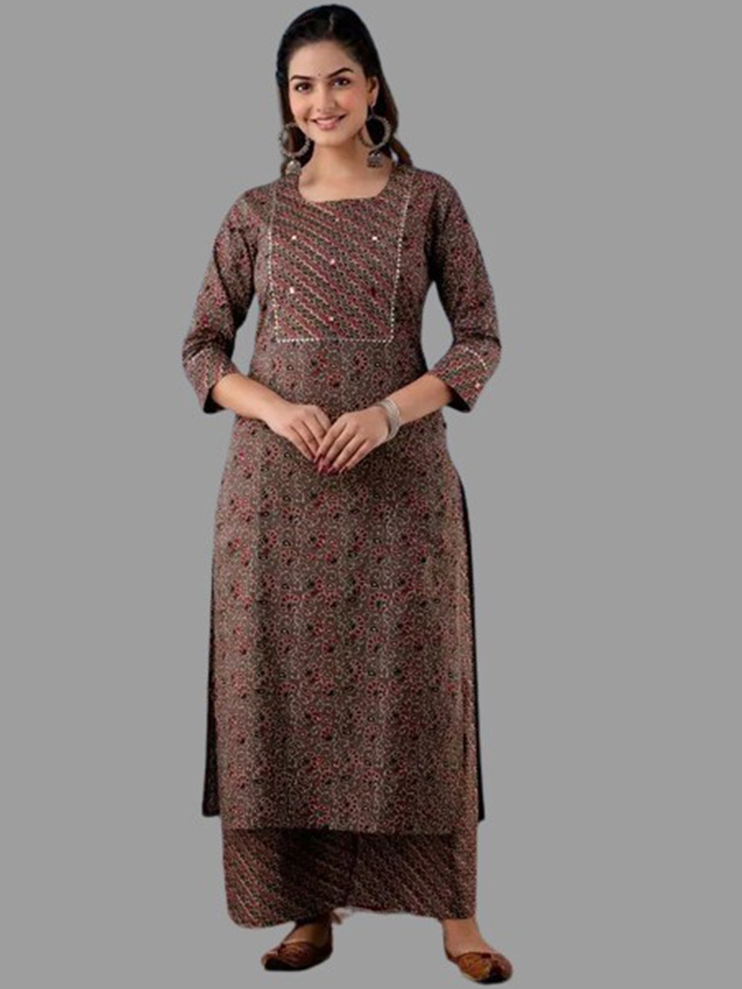 

SANJANA SILK Ethnic Motifs Printed Regular Gotta Patti Kurta with Palazzos, Purple