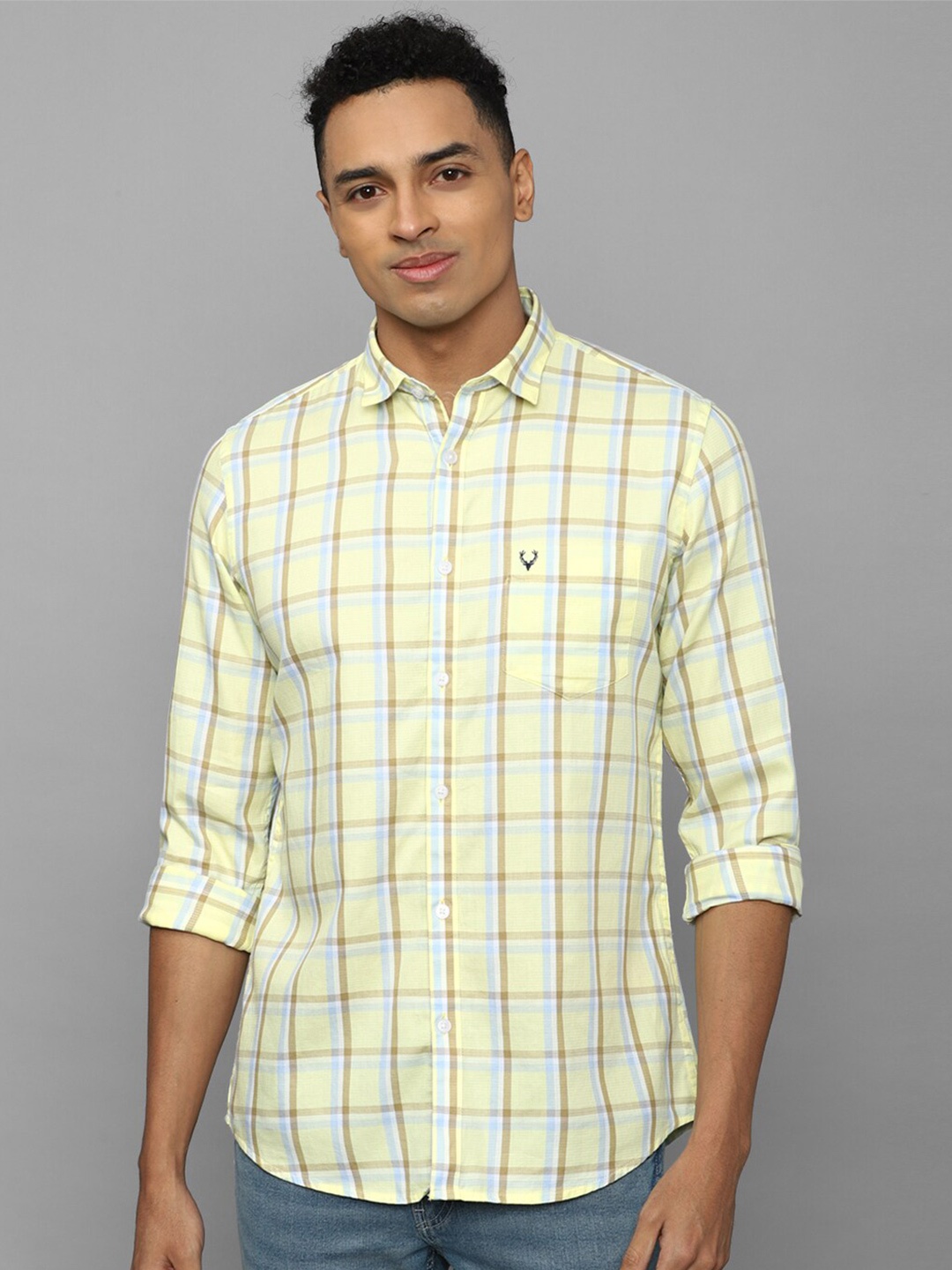 

Allen Solly Slim Fit Tartan Checked Casual Shirt, Yellow