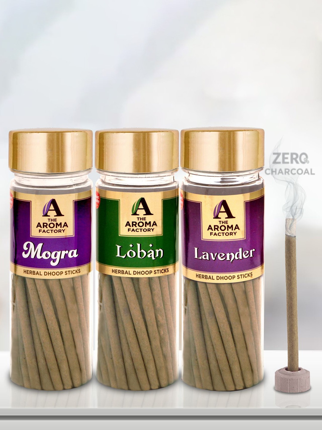 

The Aroma Factory Brown 3Pcs Wooden Incense Sticks Mogra Loban Lavender Dhoop Batti