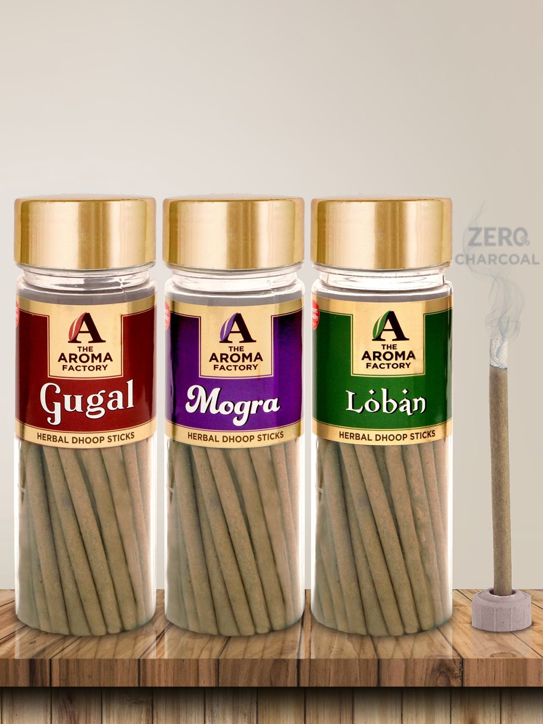 

The Aroma Factory Brown 3Pcs Wooden Incense Sticks Gugal Mogra Loban Dhoop Batti
