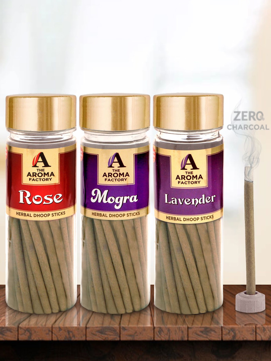 

The Aroma Factory Brown 3Pcs Wooden Incense Sticks Rose Mogra Lavender Dhoop Batti