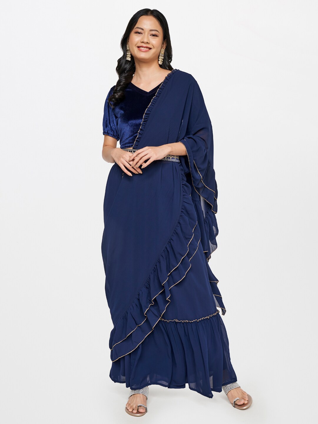 

Global Desi Ready to Wear Saree, Blue