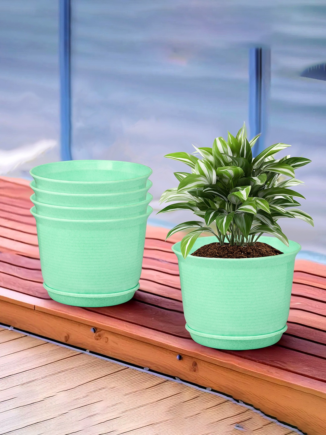 

Kuber Industries Green 5 Pieces Flower Planter