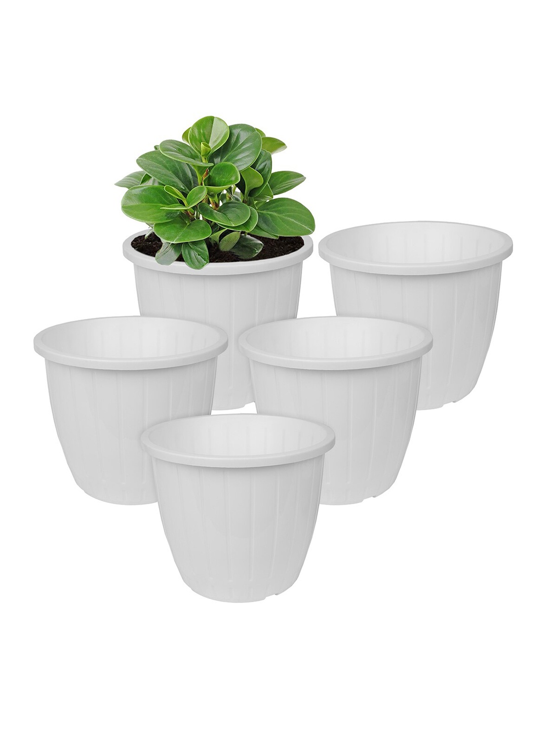 

Kuber Industries White 5 Pieces Textured Planters