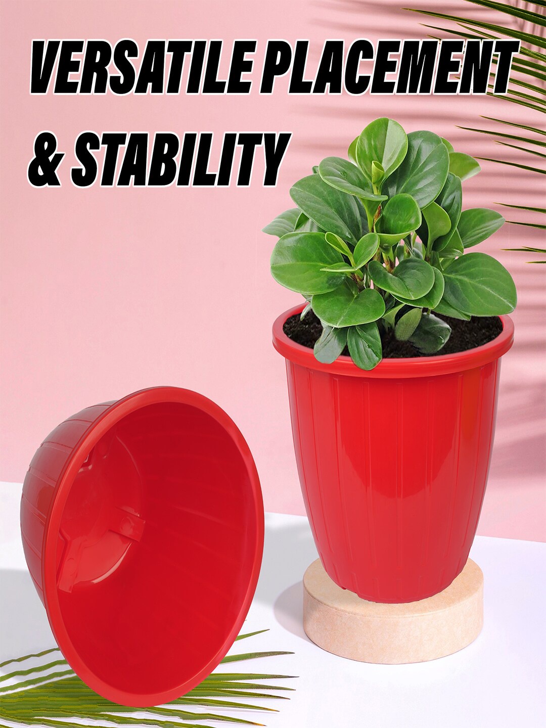 

Kuber Industries Red 5 Pieces Textured Planters
