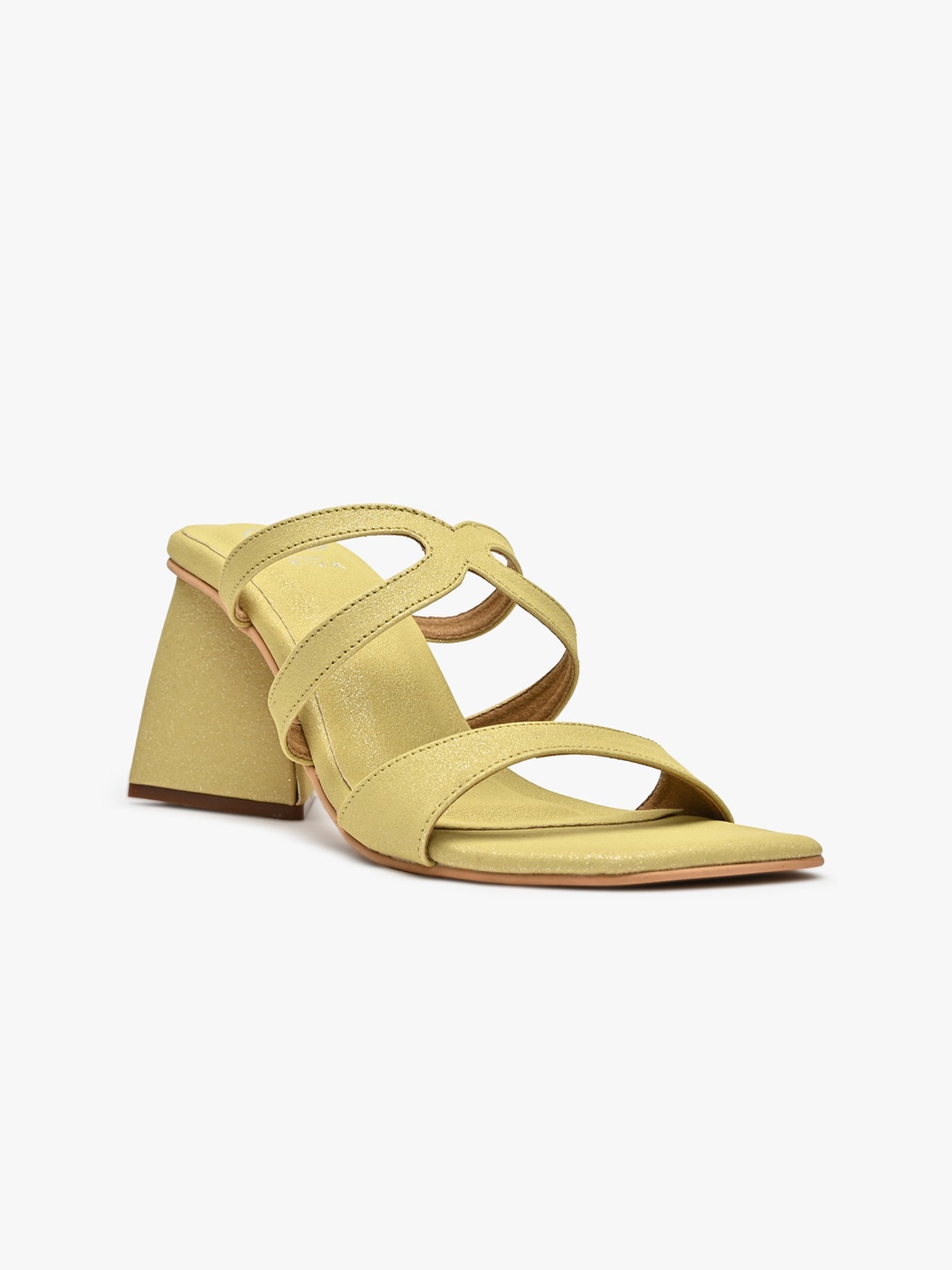 

RIVR Open Toe Block Heels, Lime green