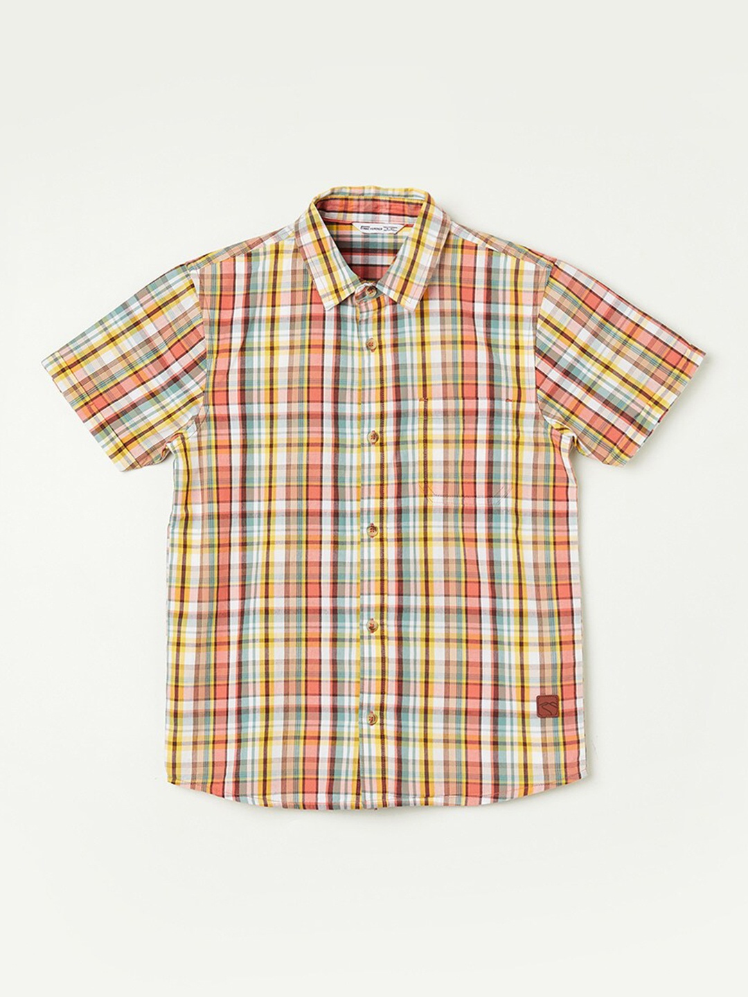 

Fame Forever by Lifestyle Boys Tartan Checked Pure Cotton Casual Shirt, Rust