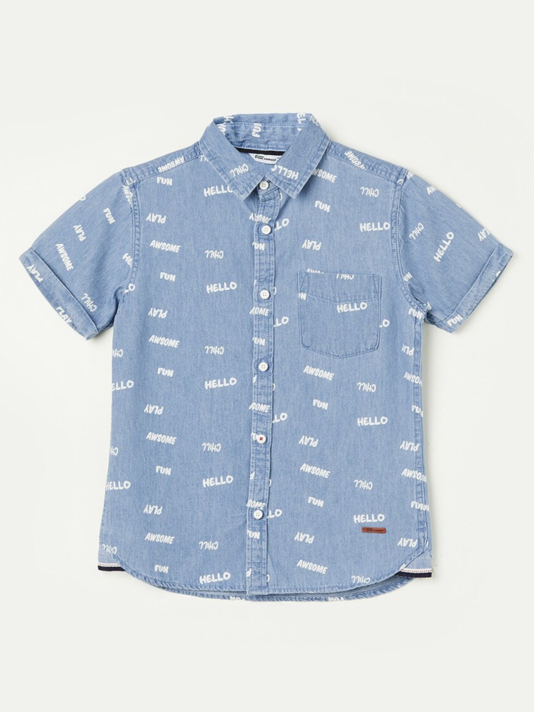 

Fame Forever by Lifestyle Boys Typography Printed Pure Cotton Casual Shirt, Blue