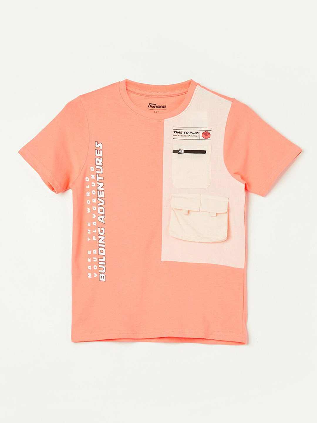 

Fame Forever by Lifestyle Boys Typography Printed Pure Cotton T-shirt, Coral