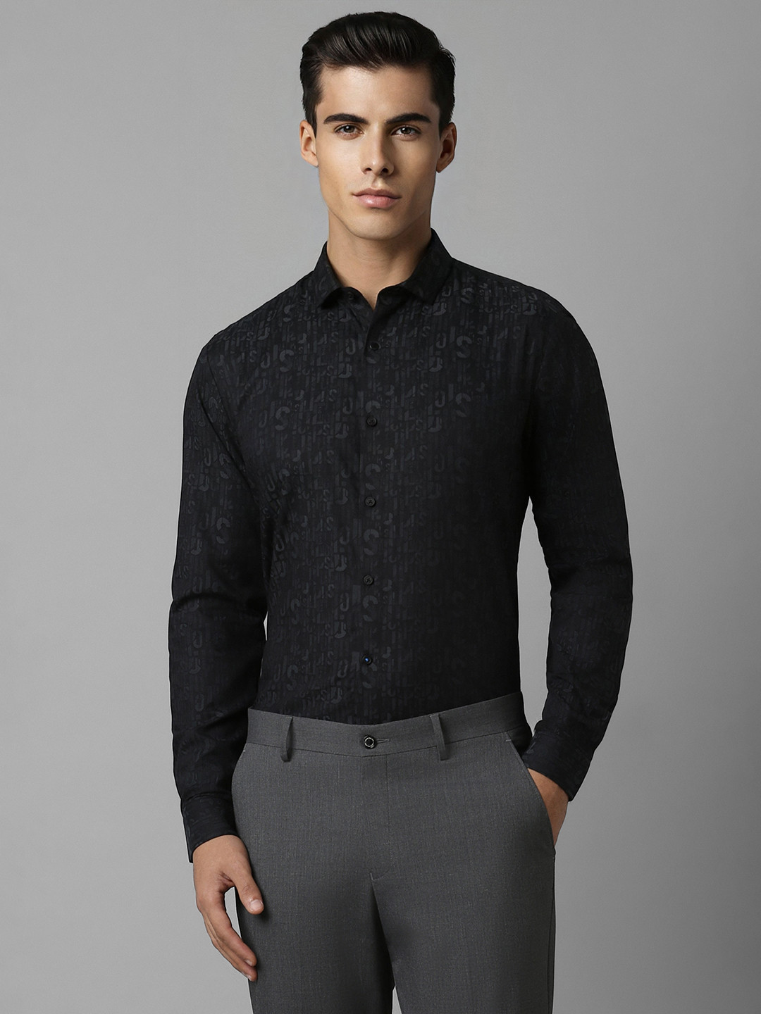 

Louis Philippe Sport Slim Fit Typography Printed Casual Shirt, Black
