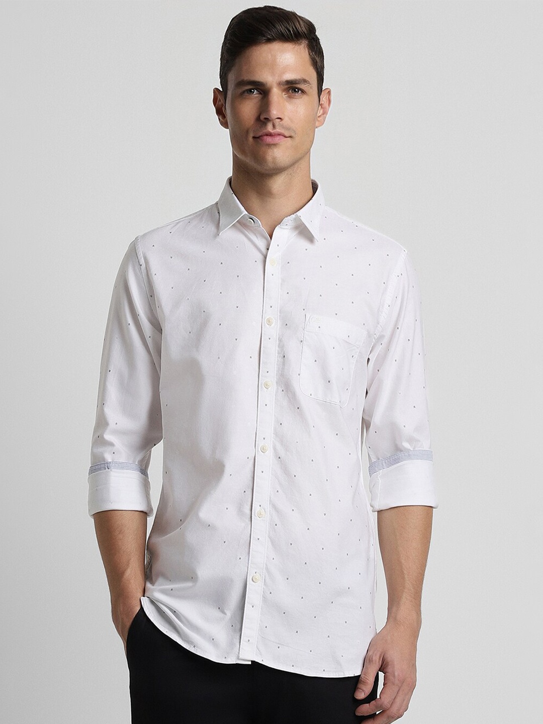 

Peter England Casuals Micro Ditsy Printed Slim Fit Casual Shirt, White