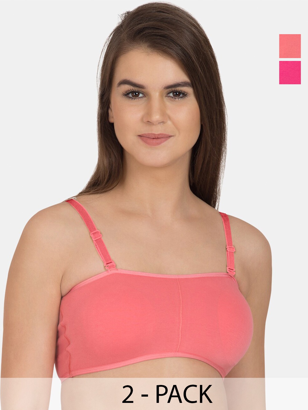 

Tweens Pack of 2 Full Coverage Seamless Cotton Beginners Bras With All Day Comfort, Pink